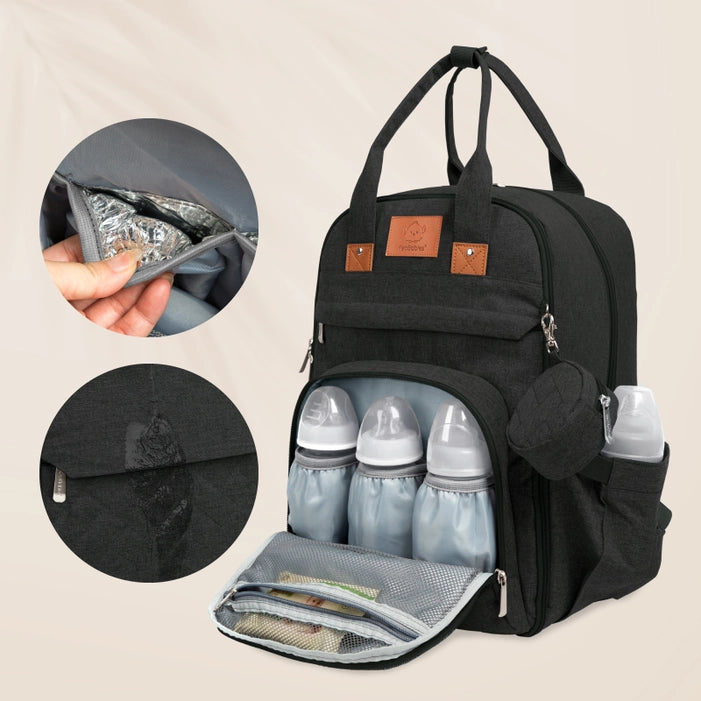 KeaBabies Rove Diaper Backpack - Trendy Black