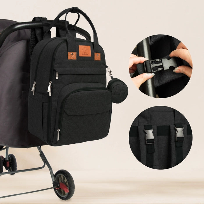 KeaBabies Rove Diaper Backpack - Trendy Black