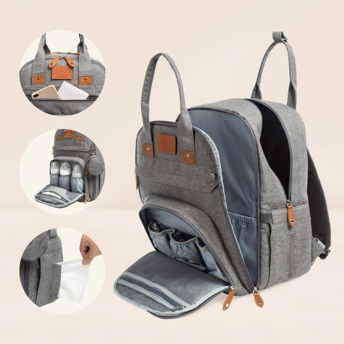 KeaBabies Rove Diaper Backpack - Classic Gray