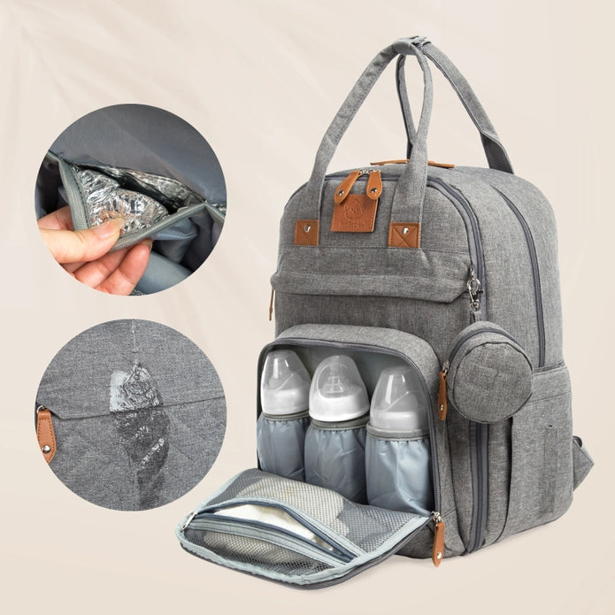 KeaBabies Rove Diaper Backpack - Classic Gray