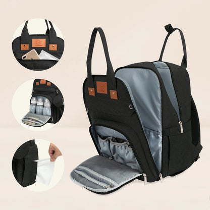 KeaBabies Rove Diaper Backpack - Trendy Black