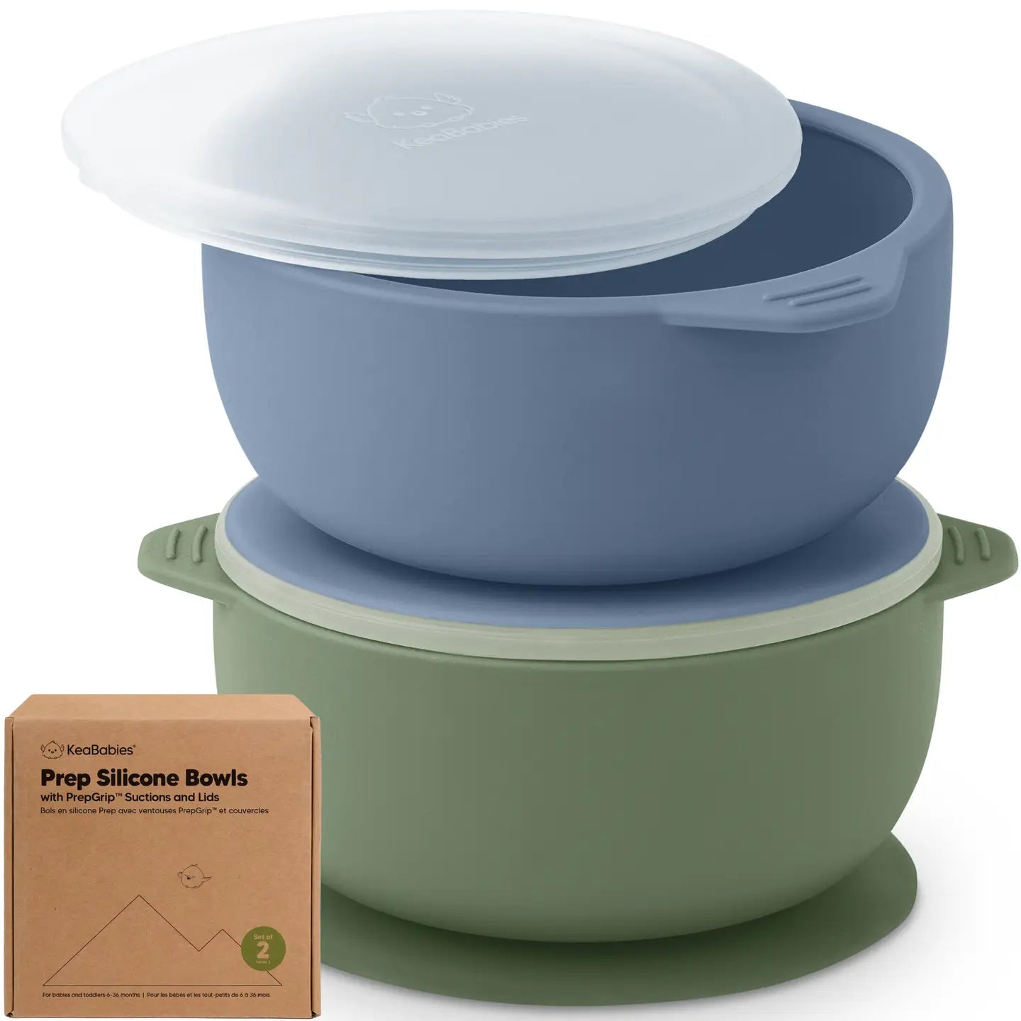 2-Pack Prep Suction Bowls with Lids, Bpa-Free Baby Bowls