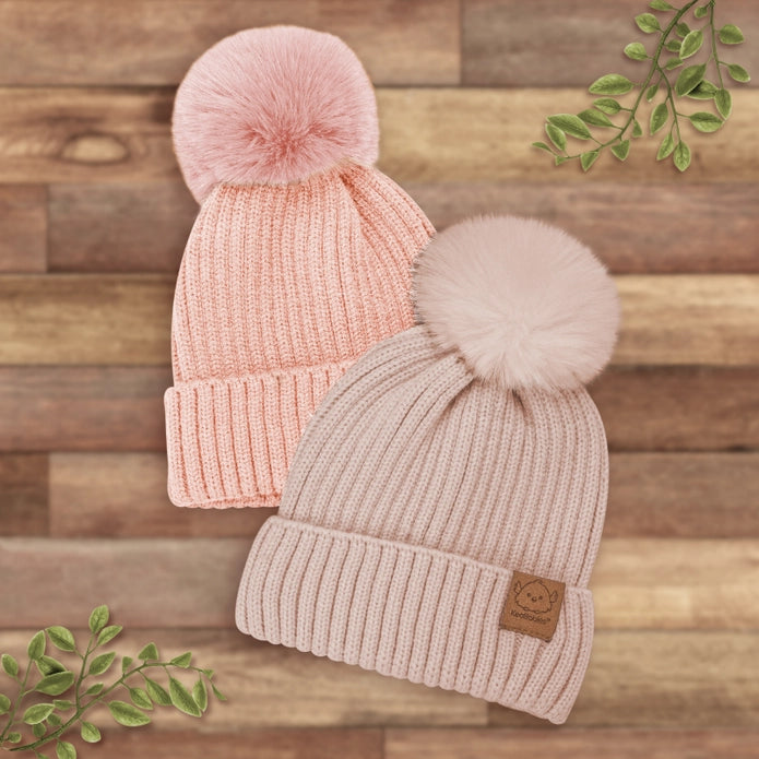 KeaBabies 2-Pack Pom Knitted Beanie